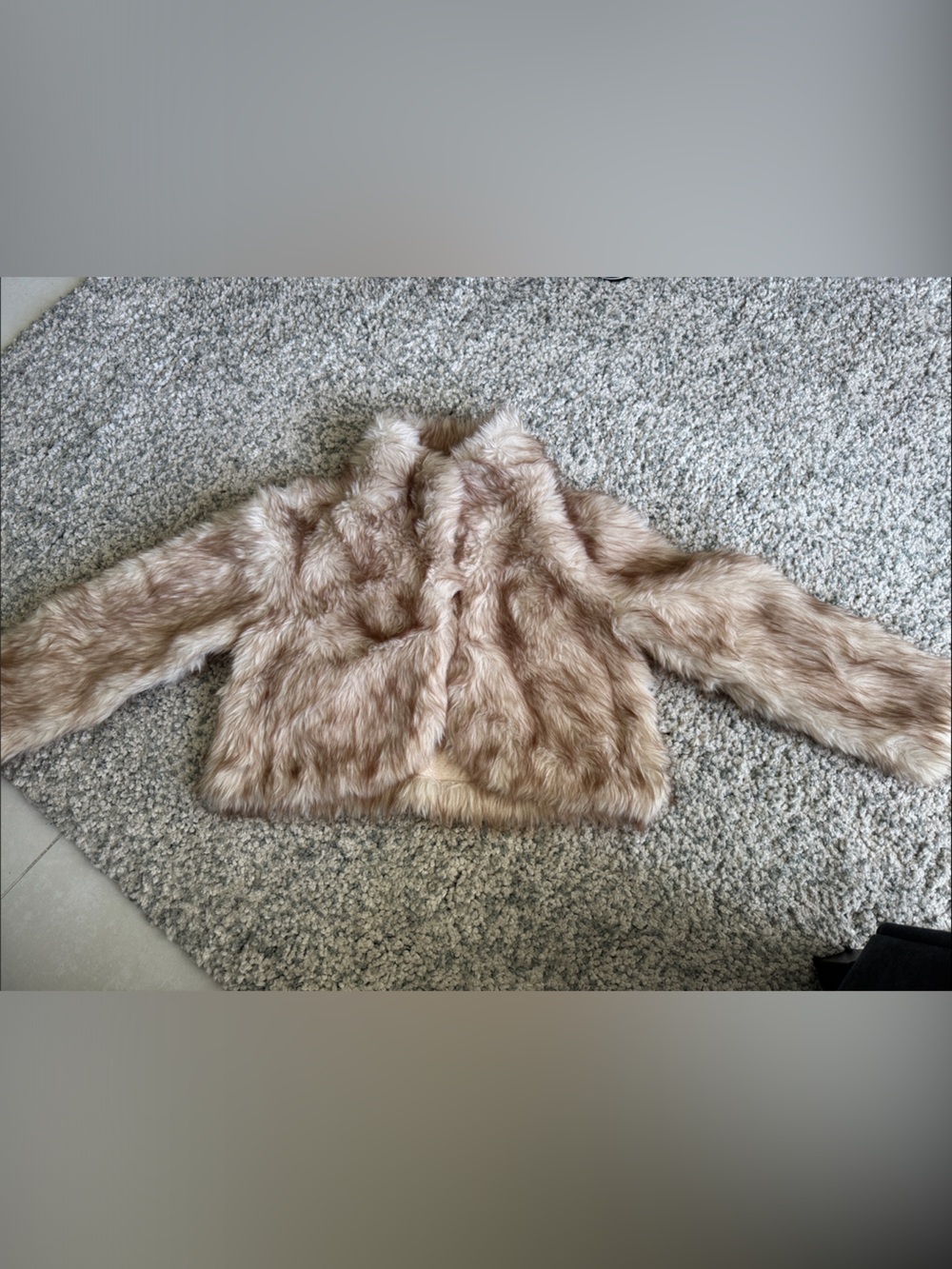 Girls Plush Faux Fur Teddy Jacket in Blush